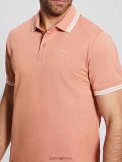 GUESS άνδρες αθλητικό πικέ πόλο σατέν τριαντάφυλλο πολυ ενδύματα J46DJ4140