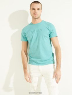 GUESS άνδρες κεντημένο μπλουζάκι με λογότυπο μελάνι a714 ενδύματα J46DJ4110