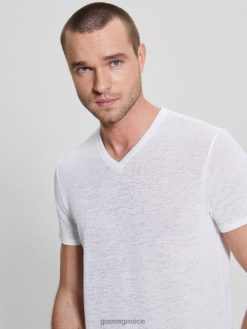 GUESS άνδρες μπλουζάκι γάζας καθαρό λευκό ενδύματα J46DJ4004
