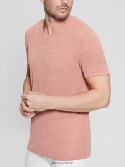 GUESS άνδρες μπλουζάκι γάζας σατέν τριαντάφυλλο ενδύματα J46DJ4021