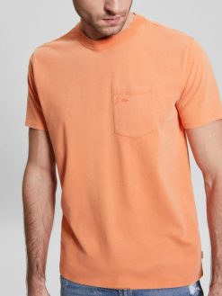 GUESS άνδρες μπλουζάκι τσέπης σαφράν ροδάκινο πολυ ενδύματα J46DJ4060