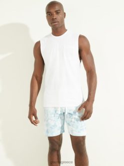 GUESS άνδρες μυϊκό μπλουζάκι από βαμβάκι κάνναβης καθαρό λευκό ενδύματα J46DJ4049