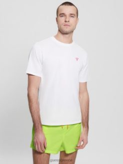 GUESS άνδρες οικολογικό μπλουζάκι με λογότυπο καθαρό λευκό ενδύματα J46DJ4023