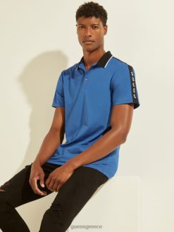 GUESS άνδρες πικέ λογότυπο ταινία πόλο ηλεκτρικό ζαφείρι ενδύματα J46DJ4093