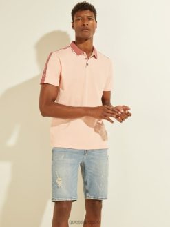 GUESS άνδρες πικέ λογότυπο ταινία πόλο άνθος ανοιχτό ροζ ενδύματα J46DJ4132