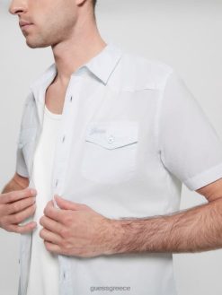 GUESS άνδρες πουκάμισο του Νότιγχαμ πολικό μπλε ενδύματα J46DJ3983