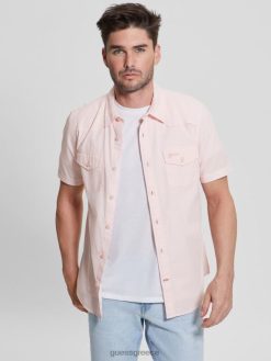 GUESS άνδρες πουκάμισο του Νότιγχαμ ρουζ βαμβακερό ενδύματα J46DJ3970