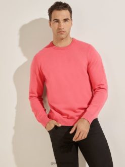 GUESS άνδρες πουλόβερ eco liam crew παρασυρόμενα ροζ ενδύματα J46DJ4174