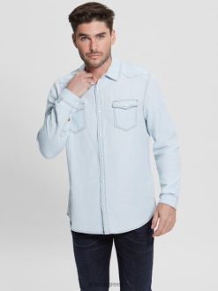 GUESS άνδρες τζιν γουέστερν πουκάμισο truckee ψευδαισθήσεις ενδύματα J46DJ4026