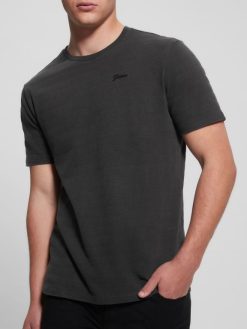 GUESS άνδρες Eco vincent jersey μπλουζάκι με λαιμόκοψη jet black multi ενδύματα J46DJ4030