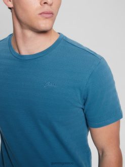 GUESS άνδρες Eco vincent jersey μπλουζάκι με λαιμόκοψη υποθαλάσσιο μπλε πολυ ενδύματα J46DJ4096