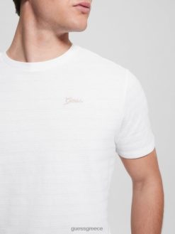 GUESS άνδρες Eco vincent jersey μπλουζάκι με λαιμόκοψη καθαρό λευκό ενδύματα J46DJ4178