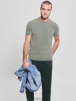 GUESS άνδρες eli πλυμένο μπλουζάκι ζούγκλα πράσινα πολυ ενδύματα J46DJ4133