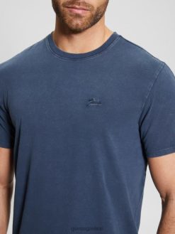 GUESS άνδρες eli πλυμένο μπλουζάκι μαυρισμένο μπλε multi ενδύματα J46DJ4163