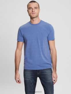 GUESS άνδρες eli πλυμένο μπλουζάκι χαρτί indaco multi ενδύματα J46DJ4126