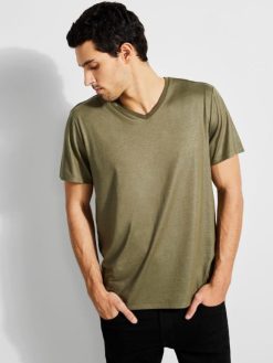 GUESS άνδρες mason tee με λαιμόκοψη ελιά στρατού ενδύματα J46DJ4083