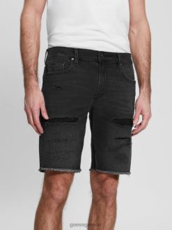 GUESS άνδρες rip-and-repair με κανονική εφαρμογή τζιν σορτς μαυρομαυρο ενδύματα J46DJ3996