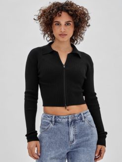 GUESS για άνδρες και γυναίκες αυθεντικό οικολογικό πουλόβερ με διπλό φερμουάρ μαύρος ενδύματα J46DJ1201