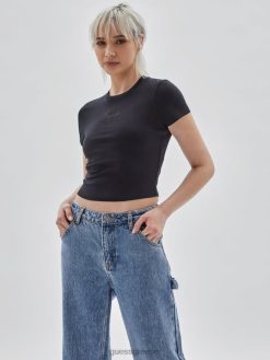 GUESS για άνδρες και γυναίκες αυθεντικά λογότυπο μωρό μπλουζάκι μαύρος ενδύματα J46DJ1290