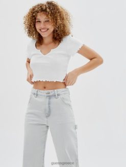 GUESS για άνδρες και γυναίκες αυθεντικά μωρουδιακά μπλουζάκια με εγκοπή καθαρό λευκό ενδύματα J46DJ1319