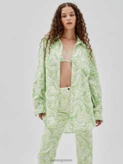 GUESS για άνδρες και γυναίκες αυθεντικά x j balvin aop πουκάμισο πράσινο ελατήριο multi ενδύματα J46DJ1350