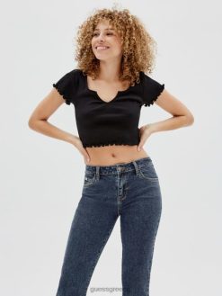 GUESS για άνδρες και γυναίκες αυθεντικά μωρουδιακά μπλουζάκια με εγκοπή μαύρος ενδύματα J46DJ1363