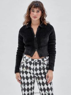 GUESS για άνδρες και γυναίκες αυθεντικό ασαφές πουλόβερ με φερμουάρ μαύρος ενδύματα J46DJ1849