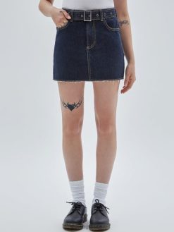 GUESS για άνδρες και γυναίκες πρωτότυπη τζιν φούστα με ζώνη πηγαίνετε vintage σκούρο πλύσιμο ενδύματα J46DJ136