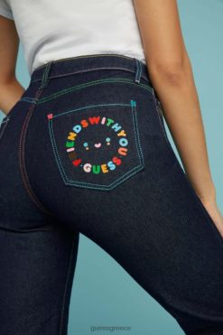 GUESS για άνδρες και γυναίκες φίλοι με σούπερ ψηλό τζιν ξεπλύνετε πλύσιμο ενδύματα J46DJ161