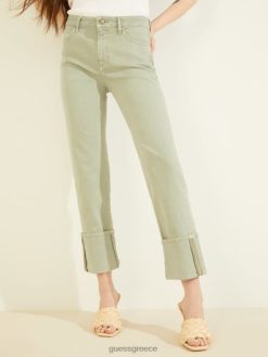 GUESS γυναίκες 1981 ίσιο τζιν με μανσέτες ελαφρύ matcha multi ενδύματα J46DJ275