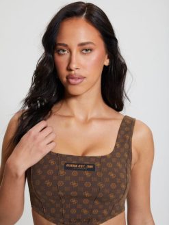 GUESS γυναίκες aggie active σουτιέν aop καφέ ολόγραμμα ενδύματα J46DJ1164