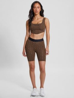 GUESS γυναίκες aggie biker σορτς aop καφέ ολόγραμμα ενδύματα J46DJ2150