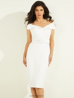 GUESS γυναίκες Audrey πορτρέτο φόρεμα με λαιμόκοψη χλωμό μαργαριτάρι ενδύματα J46DJ682