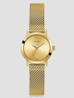 GUESS γυναίκες Αναλογικό ρολόι από διχτυωτό διαμάντι χρυσός αξεσουάρ J46DJ3620