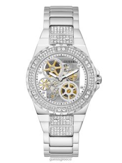 GUESS γυναίκες αναλογικό ρολόι με εκτεθειμένο καντράν ασήμι αξεσουάρ J46DJ3569