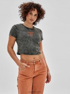 GUESS γυναίκες αυθεντικό μπλουζάκι με λογότυπο jet black multi ενδύματα J46DJ1374