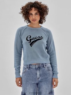 GUESS γυναίκες αυθεντικό πουλόβερ με οικολογικό λογότυπο μπλε βαμβάκι ενδύματα J46DJ1267