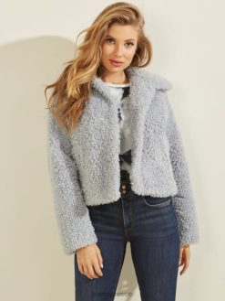 GUESS γυναίκες αφράτο λούτρινο μπουφάν Απαλό μπλέ ενδύματα J46DJ1758