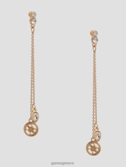 GUESS γυναίκες γραμμικά κρύσταλλα και σκουλαρίκια με λογότυπο χρυσός αξεσουάρ J46DJ3831