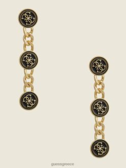 GUESS γυναίκες γραμμικά σκουλαρίκια με αλυσίδα με λογότυπο χρυσός αξεσουάρ J46DJ3926