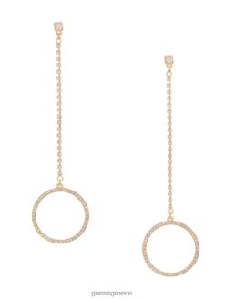 GUESS γυναίκες γραμμικά σκουλαρίκια στρασμένα πλακόστρωτα χρυσός αξεσουάρ J46DJ3918