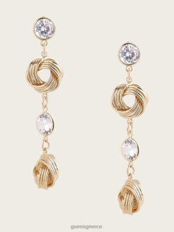 GUESS γυναίκες γραμμικό σκουλαρίκι με κόμπο cz χρυσός αξεσουάρ J46DJ3866