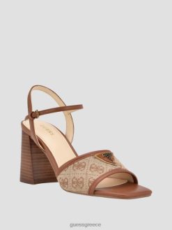 GUESS γυναίκες γυαλένιες ανοιχτές γόβες μπλοκ μέτριο καφέ είδη υπόδησης J46DJ3416