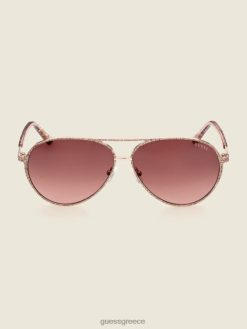 GUESS γυναίκες γυαλιά ηλίου aviator με animal print ροζόλντ αξεσουάρ J46DJ3687