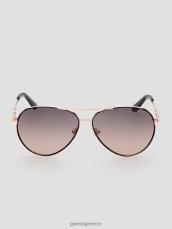 GUESS γυναίκες γυαλιά ηλίου αεροπλάνου από μέταλλο τετράγωνο g link 05b (μαύρο) αξεσουάρ J46DJ3655