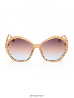 GUESS γυναίκες γυαλιά ηλίου μεγάλου μεγέθους με γεωμετρικό λογότυπο κοκκινίζω αξεσουάρ J46DJ3751