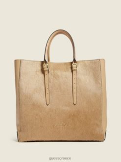 GUESS γυναίκες γυναικείο πολυτελές δερμάτινο tote μπεζ υπερχείλιση σακούλες J46DJ3083
