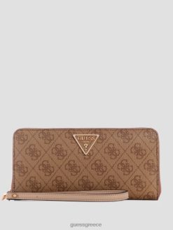 GUESS γυναίκες δάφνη μεγάλο πορτοφόλι με φερμουάρ λογότυπο latte σακούλες J46DJ3131