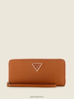 GUESS γυναίκες δάφνη μεγάλο πορτοφόλι με φερμουάρ ελαφρύ κονιάκ σακούλες J46DJ3160