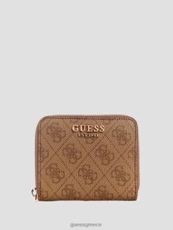 GUESS γυναίκες δάφνη μικρό πορτοφόλι με φερμουάρ λογότυπο latte σακούλες J46DJ3129